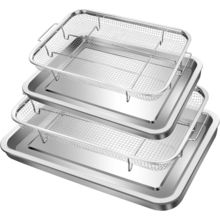 Air Fryer Basket for Oven 2 Set Stainless Steel, Air Fryer Accessories Oven Rack