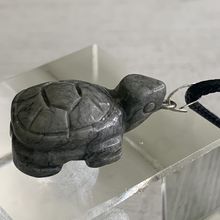 Grey Jasper Carved Turtle Pendant Necklace Animal Jewelry Adjustable Cord Chain