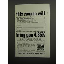 1965 Great Western Savings Ad - This coupon will bring you 4.85%