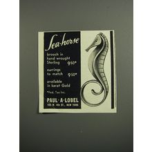 1953 Paul A. Lobel Jewelry Advertisement - Sea-Horse