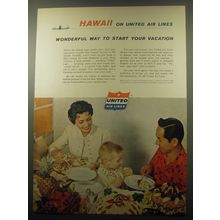 1959 United Air Lines Ad - Hawaii on United Air Lines wonderful way to start