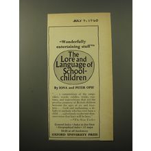 1960 Oxford University Press Book Ad - Lore and Language of School-Children
