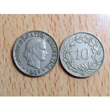 Switzerland 1953 10 Rappen Coin
