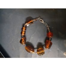 womens handmade brown glass bead bracelet 6cm diameter