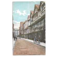 Postcard UK Yorkshire York Stonegate half-timbered houses family troubles 1907