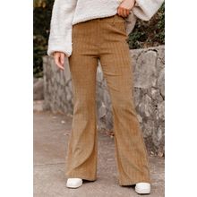Grapefruit Orange Checkered Corduroy Flare High Waist Pants