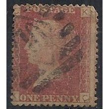 1858 SG43 1d Red Plate 148 Good Used Check Letters "KC".