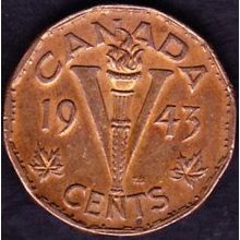 1943 Canada 5 Cents Coin