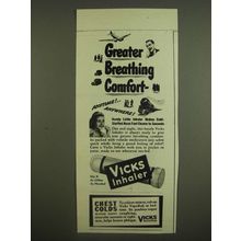 1945 Vicks Inhaler Ad - Greater Breathing Comfort