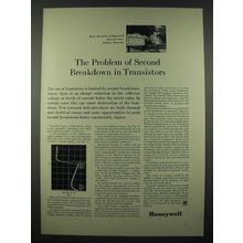 1965 Honeywell Research Ad - Second Breakdown in Transistors