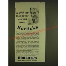 1939 Horlick's Malted Milk Ad - A pick-up that never lets you down