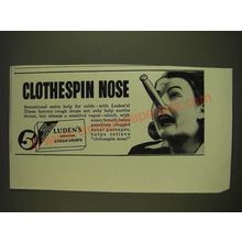 1939 Luden's Menthol Cough Drops Ad - Clothespin nose
