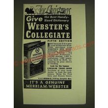 1939 Merriam-Webster Webster's Collegiate Dictionary Ad - For Christmas