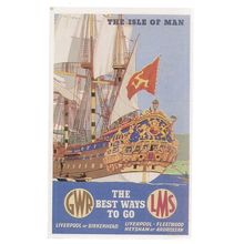 GWR, LMS Railway to ISLE OF MAN poster collector's card by Dalkeith Postcard =