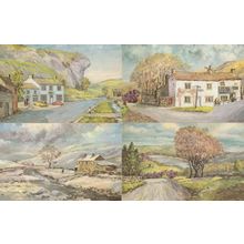 Wharfedale Swinsty Malham Kilnsey Yorkshire 4x Painting Postcard s