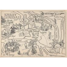 Kirby Lonsdale Vintage 1950s Yorkshire Map Postcard