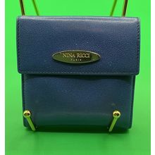 A Rare Beautiful Blue Leather Vintage Nina Ricci Made In Spain Snap Wallet