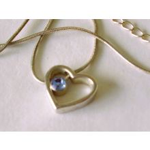 Vintage Necklace Floating Blue Crystal Captured Open Heart Retro Chain 19.5"
