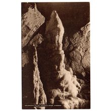 REAL PHOTO POSTCARD OF SOLOMON'S PILLAR GOUGH'S CAVES CHEDDAR SOMERSET (4260)