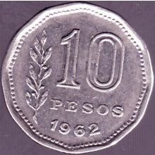 1962 Argentina 10 Pesos Coin
