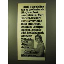 1970 Delta Airlines Ad - Professionals Like Janet Cook