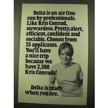 1970 Delta Airlines Ad - Professionals Like Kris Conrad