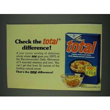 1978 General Mills Total Cereal Ad - Check Difference