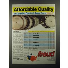 1987 Freud Carbide Dado & Saws Ad - Affordable Quality