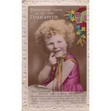 Happy Daughers Birthday Pink Dress Fairies Fairy Antique Greetings Postcard