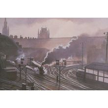 Kings Cross London Station At Night Painting Postcard