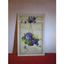 greetings card, CLEVELEYS, LANCASHIRE.. used antique postcard RP =