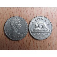 1966 Queen Elizabeth ll 5 Cents Canada Coin