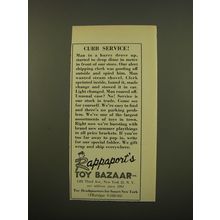 1961 Rappaport's Toy Bazaar Advertisement - Curb Service!