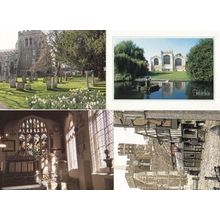 St Marys Church Hitchin Gravestones Watercolour River Windows 4x Postcard s