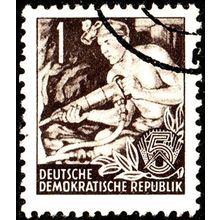 Germany 1953 DDR Five Year Plan 1Pfg Used. Stamp no K. Wolf