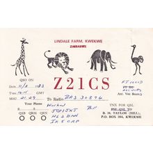 Lindale Farm Kwekwe Zimbabwe Elephant Lion Rare Africa QSL Radio Card