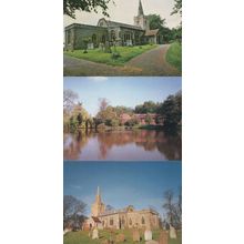 Polstead Pond Suffolk Reflections & Church 3x Postcard s