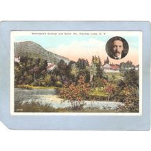 New York Saranac Lake Stavanson's Cotage & Baker Mt w/Small Photo ny_box5~1944