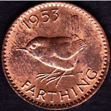 1953 Great Britain 1 Farthing Coin