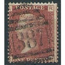 1858 SG43 1d Red Plate 159 Good/Fine Used Check Letters "RA".