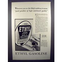 1930 Ethyl Gasoline Gas Ad - High Anti-Knock Quality