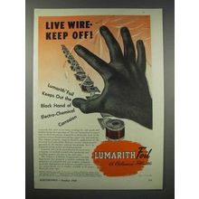 1943 Celanese Plastic Lumarith Foil Ad - Live Wire