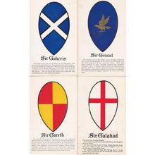Sir Galahad Gareth Gaheris Geraint 4x King Arthur Knights Postcard s