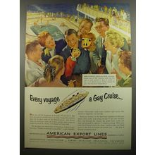 1952 American Export Lines Cruise Ad - Burr Tillstrom, Kukla and Ollie