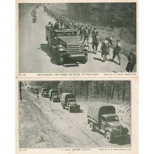 US Army Motor Company Convoy Road Infantry 2x Old Military Postcard s
