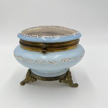 Victorian opaline Capitol Washington painted vanity trinket powder Box Antique