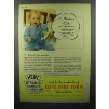 1948 Heinz Strained Carrots Baby Food Ad