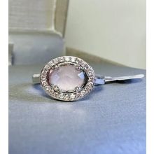 Halo Design Light Purple Center W/Accents Rhodium Pl Band Sz6 Ring Bomb Party