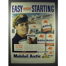 1948 Mobil MobilOil Arctic Motor Oil Ad - Easy Starting