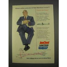 1955 United Air Lines Ad - Puts You in Mainliner Mood